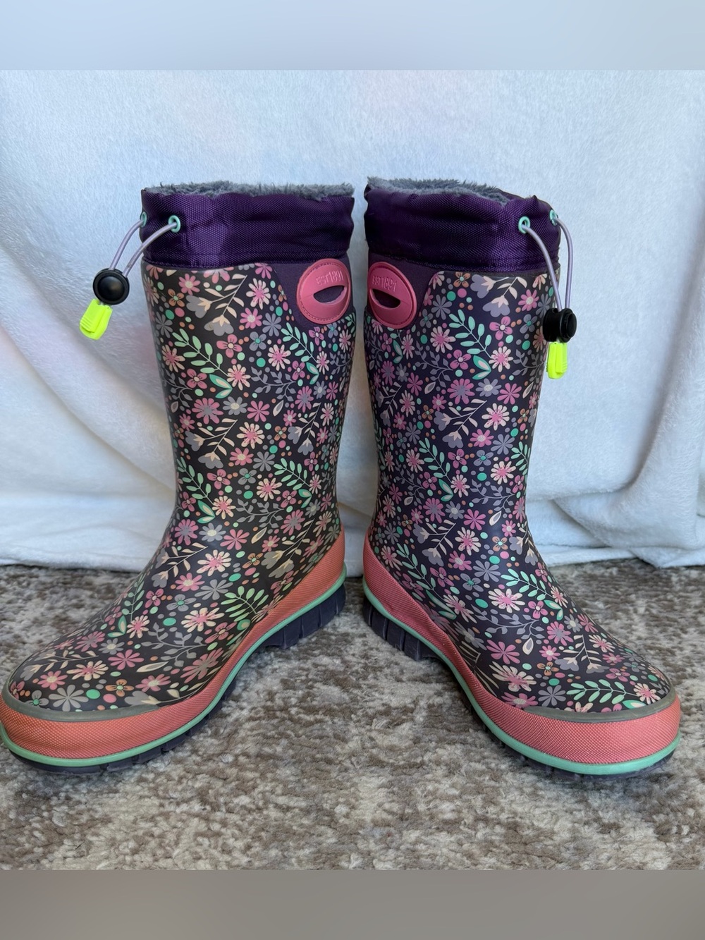 Western Chief Girls Floral Waterproof Snow Boots - Purple, Pink, Mint